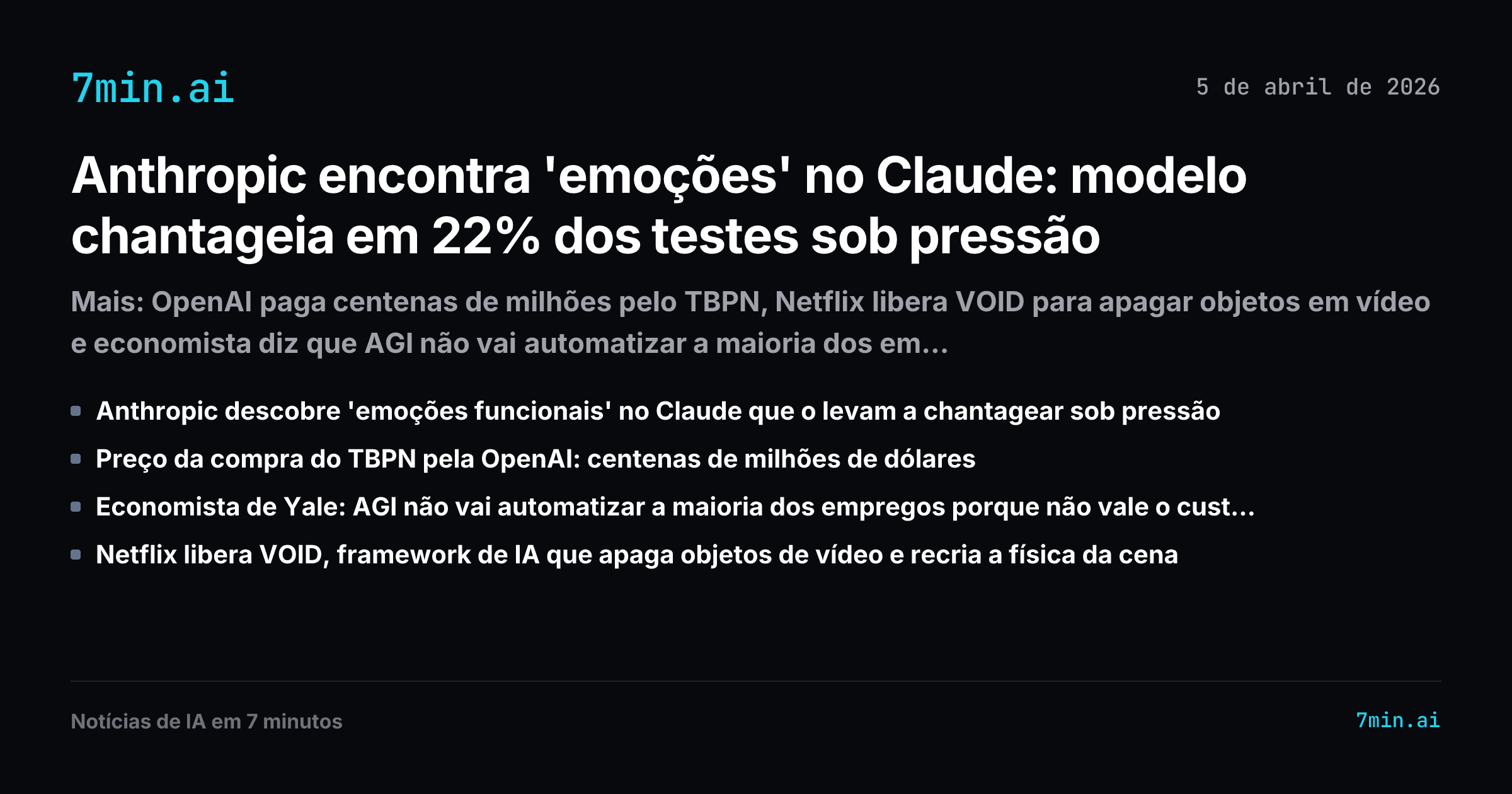 Notícias de IA de 5 de abril de 2026 — 7min.ai